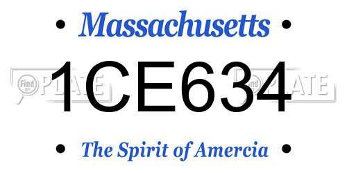 1CE634 Massachusetts License Plate