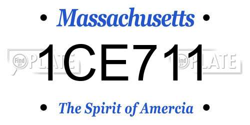 1CE711 Massachusetts License Plate