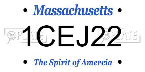 1CEJ22 Massachusetts License Plate