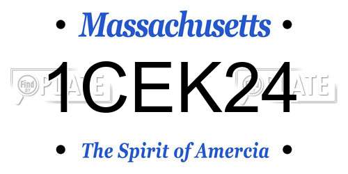 1CEK24 Massachusetts License Plate
