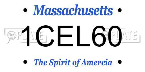 1CEL60 Massachusetts License Plate