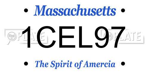 1CEL97 Massachusetts License Plate
