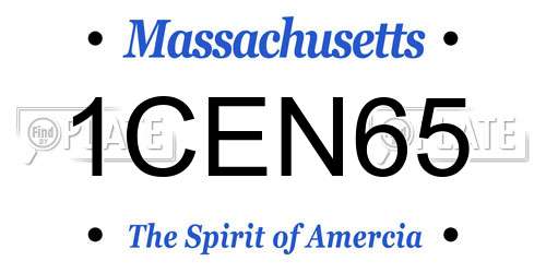 1CEN65 Massachusetts License Plate