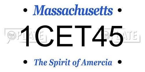 1CET45 Massachusetts License Plate