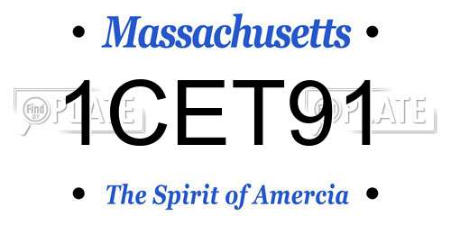1CET91 Massachusetts License Plate