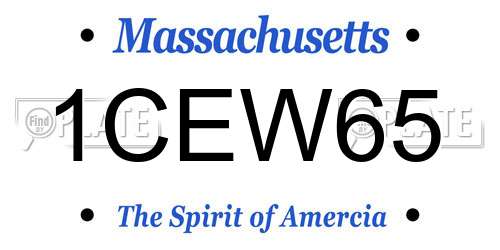 1CEW65 Massachusetts License Plate