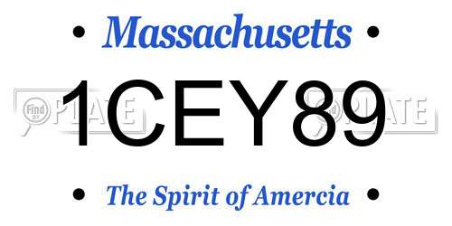 1CEY89 Massachusetts License Plate