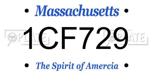 1CF729 Massachusetts License Plate