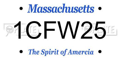 1CFW25 Massachusetts License Plate
