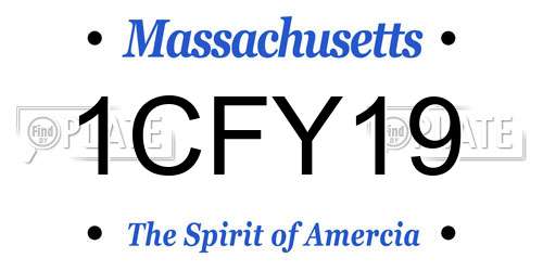 1CFY19 Massachusetts License Plate