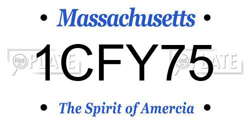 1CFY75 Massachusetts License Plate
