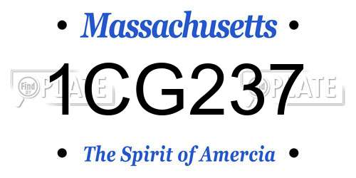 1CG237 Massachusetts License Plate