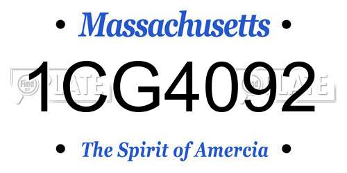 1CG4092 Massachusetts License Plate