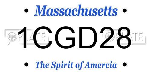 1CGD28 Massachusetts License Plate