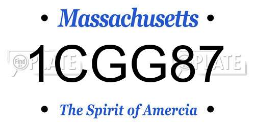 1CGG87 Massachusetts License Plate