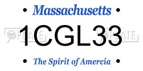 1CGL33 Massachusetts License Plate