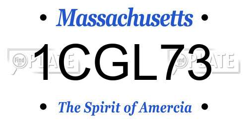 1CGL73 Massachusetts License Plate