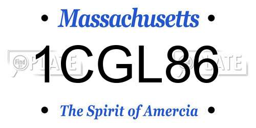 1CGL86 Massachusetts License Plate