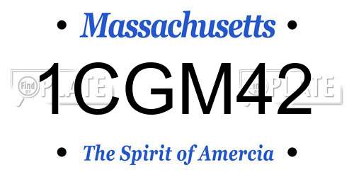 1CGM42 Massachusetts License Plate