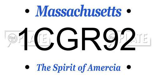 1CGR92 Massachusetts License Plate