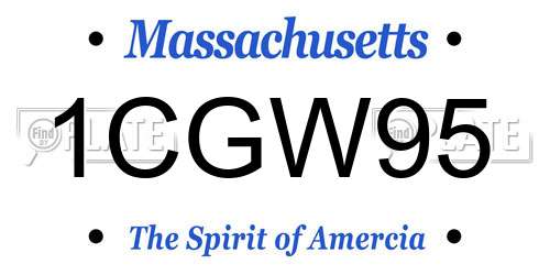 1CGW95 Massachusetts License Plate