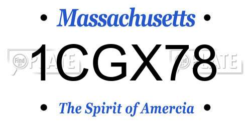 1CGX78 Massachusetts License Plate