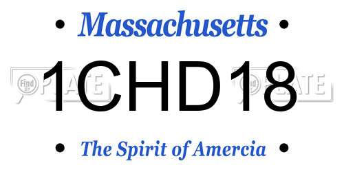 1CHD18 Massachusetts License Plate