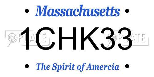 1CHK33 Massachusetts License Plate