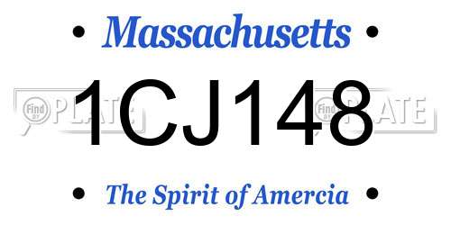 1CJ148 Massachusetts License Plate