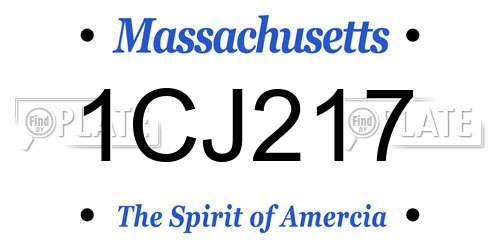1CJ217 Massachusetts License Plate