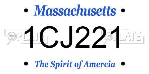 1CJ221 Massachusetts License Plate