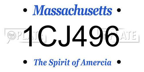 1CJ496 Massachusetts License Plate