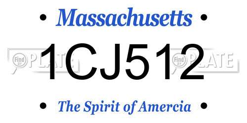 1CJ512 Massachusetts License Plate