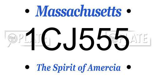 1CJ555 Massachusetts License Plate