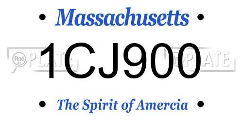 1CJ900 Massachusetts License Plate
