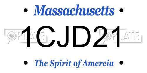 1CJD21 Massachusetts License Plate