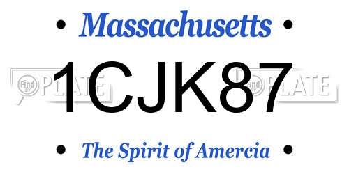1CJK87 Massachusetts License Plate