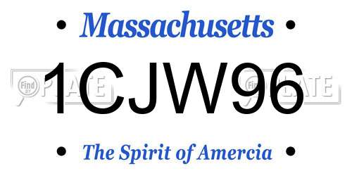 1CJW96 Massachusetts License Plate