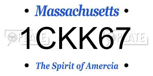 1CKK67 Massachusetts License Plate