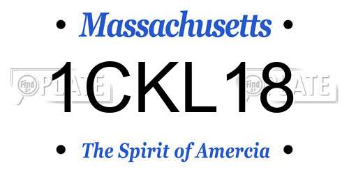 1CKL18 Massachusetts License Plate