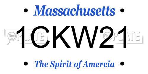 1CKW21 Massachusetts License Plate