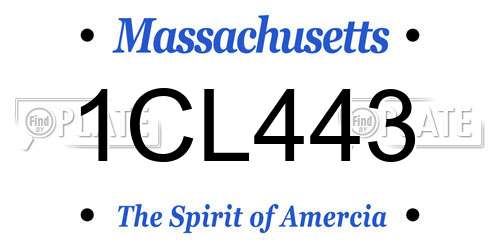 1CL443 Massachusetts License Plate