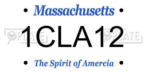 1CLA12 Massachusetts License Plate