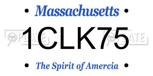 1CLK75 Massachusetts License Plate
