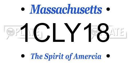 1CLY18 Massachusetts License Plate