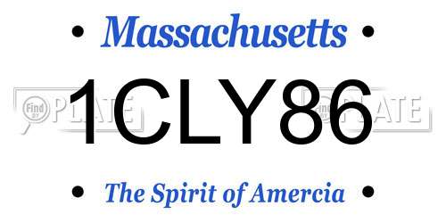 1CLY86 Massachusetts License Plate
