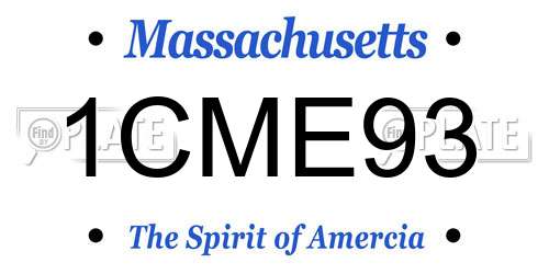1CME93 Massachusetts License Plate