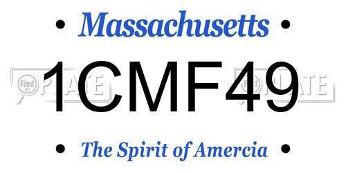1CMF49 Massachusetts License Plate