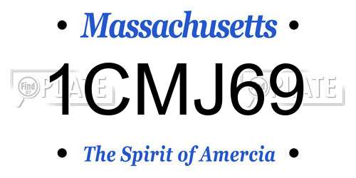 1CMJ69 Massachusetts License Plate