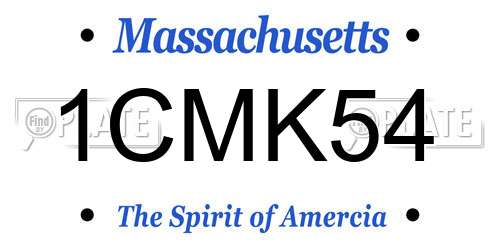 1CMK54 Massachusetts License Plate